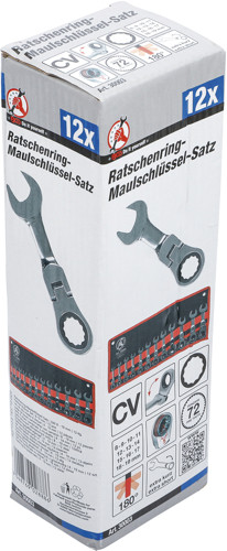 BGS Ratschenring-Maulschlüssel-Satz | extra kurz | SW 8 - 19 mm | 12-tlg.