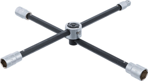 BGS Rad-Kreuzschlüssel mit Gelenk | für Pkw | Vierkant | SW 17 x 19 x 21 x 12,5 mm (1/2