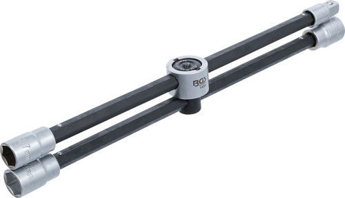 BGS Rad-Kreuzschlüssel mit Gelenk | für Pkw | Vierkant | SW 17 x 19 x 21 x 12,5 mm (1/2