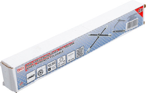 BGS Rad-Kreuzschlüssel mit Gelenk | für Pkw | Vierkant | SW 17 x 19 x 21 x 12,5 mm (1/2