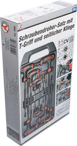 BGS Schraubendreher-Satz mit T-Griff und seitlicher Klinge | T-Profil (für Torx) mit Bohrung | T10 - T50 | 9-tlg.