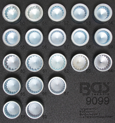 BGS Werkstattwageneinlage 1/6: Felgenschloss-Werkzeugsatz für Porsche und VW Touareg | 20-tlg.