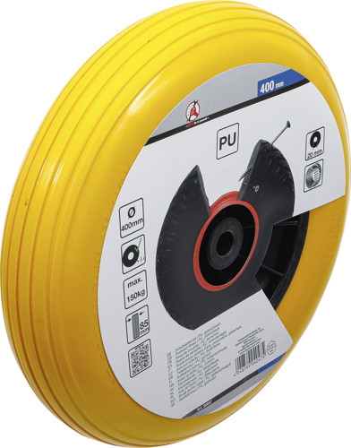 BGS Schubkarrenrad | PU, gelb/schwarz | 400 mm