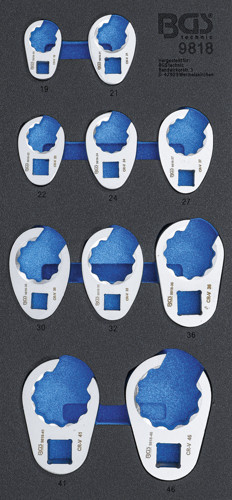 BGS Werkstattwageneinlage 1/3: Hahnenfußschlüssel-Satz | 10 mm / 12,5 mm (1/2