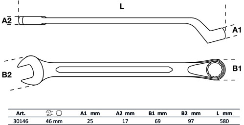 BGS Maul-Ringschlüssel, gekröpft | SW 46 mm