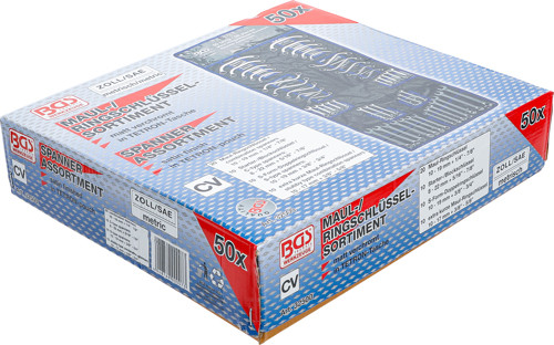 BGS Maul-/Ringschlüsselsortiment | Zollgrößen / metrisch | 50-tlg.