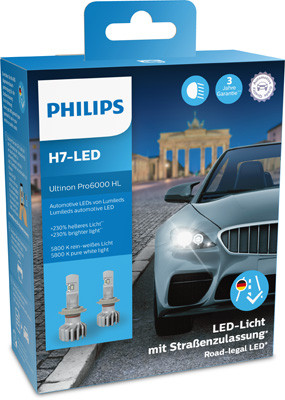 Philips Ultinon Pro6000 Boost LED H7 PX26d 12V 15W 5800K mit ECE Doppelpack