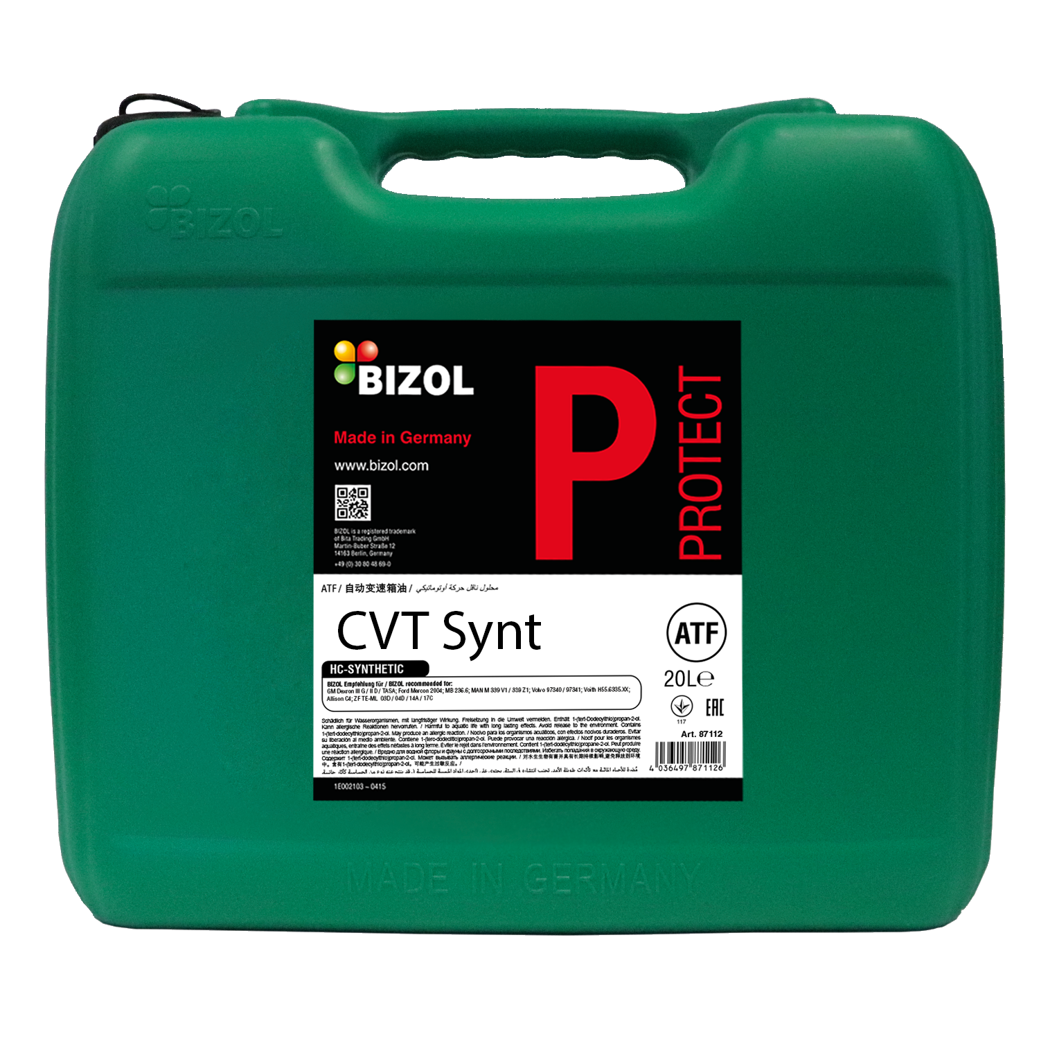 Bizol Protect Getriebeöl ATF CVT Synt - 20 Liter