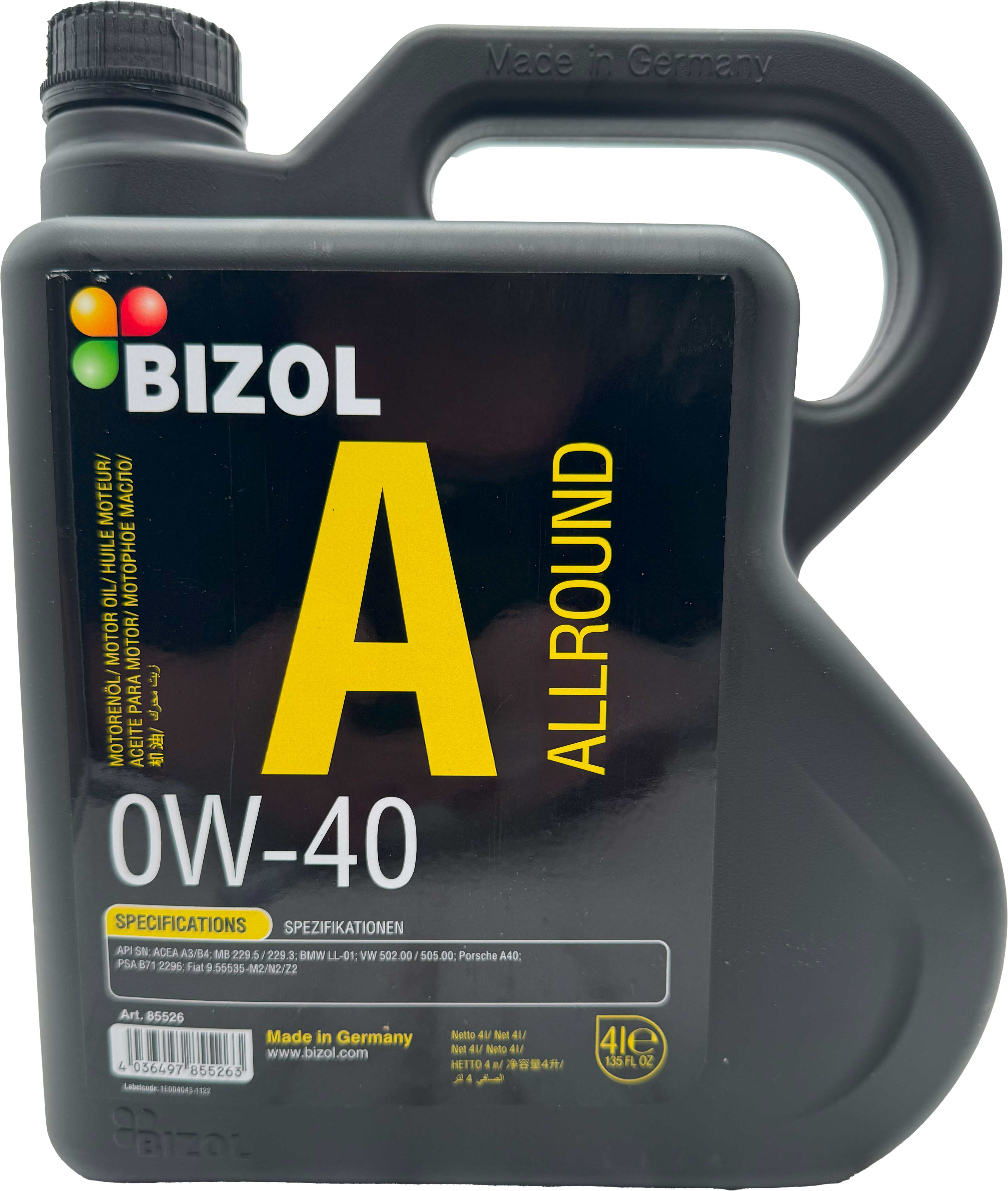 BIZOL Allround Motoröl 0W-40 - 4 Liter