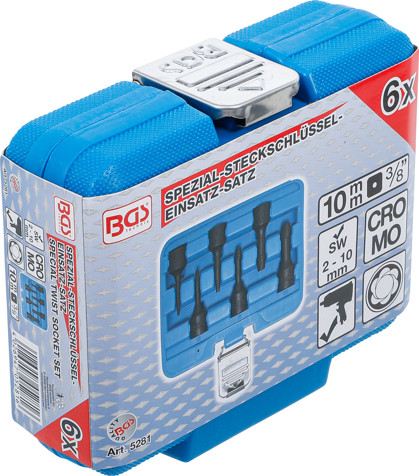 BGS Spiral-Profil-Steckschlüssel-Satz / Schraubenausdreher | Antrieb Innenvierkant 10 mm (3/8