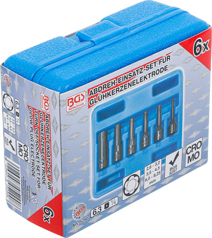 BGS Abdreh-Einsatz-Satz für Glühkerzenelektrode | Antrieb Innenvierkant 6,3 mm (1/4