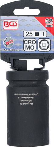 BGS Kraft-Steckschlüssel-Einsatz Sechskant, tief | Antrieb Innenvierkant 25 mm (1