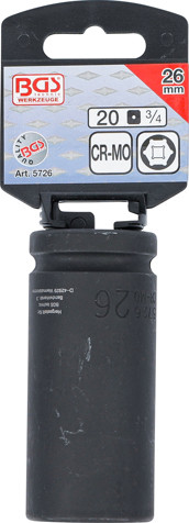 BGS Kraft-Steckschlüssel-Einsatz Sechskant, tief | Antrieb Innenvierkant 20 mm (3/4