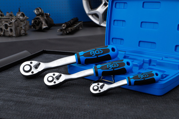 BGS Umschaltknarren-Satz | feinverzahnt | Abtrieb Außenvierkant 6,3 mm (1/4