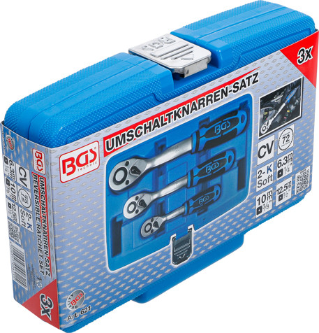 BGS Umschaltknarren-Satz | feinverzahnt | Abtrieb Außenvierkant 6,3 mm (1/4