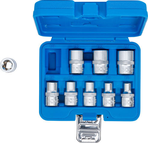 BGS Steckschlüssel-Einsatz-Satz E-Profil | Antrieb Innenvierkant 12,5 mm (1/2
