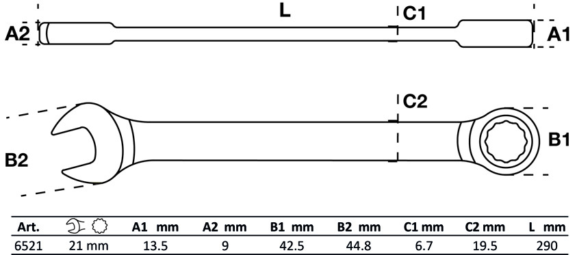 BGS Ratschenring-Maulschlüssel | SW 21 mm