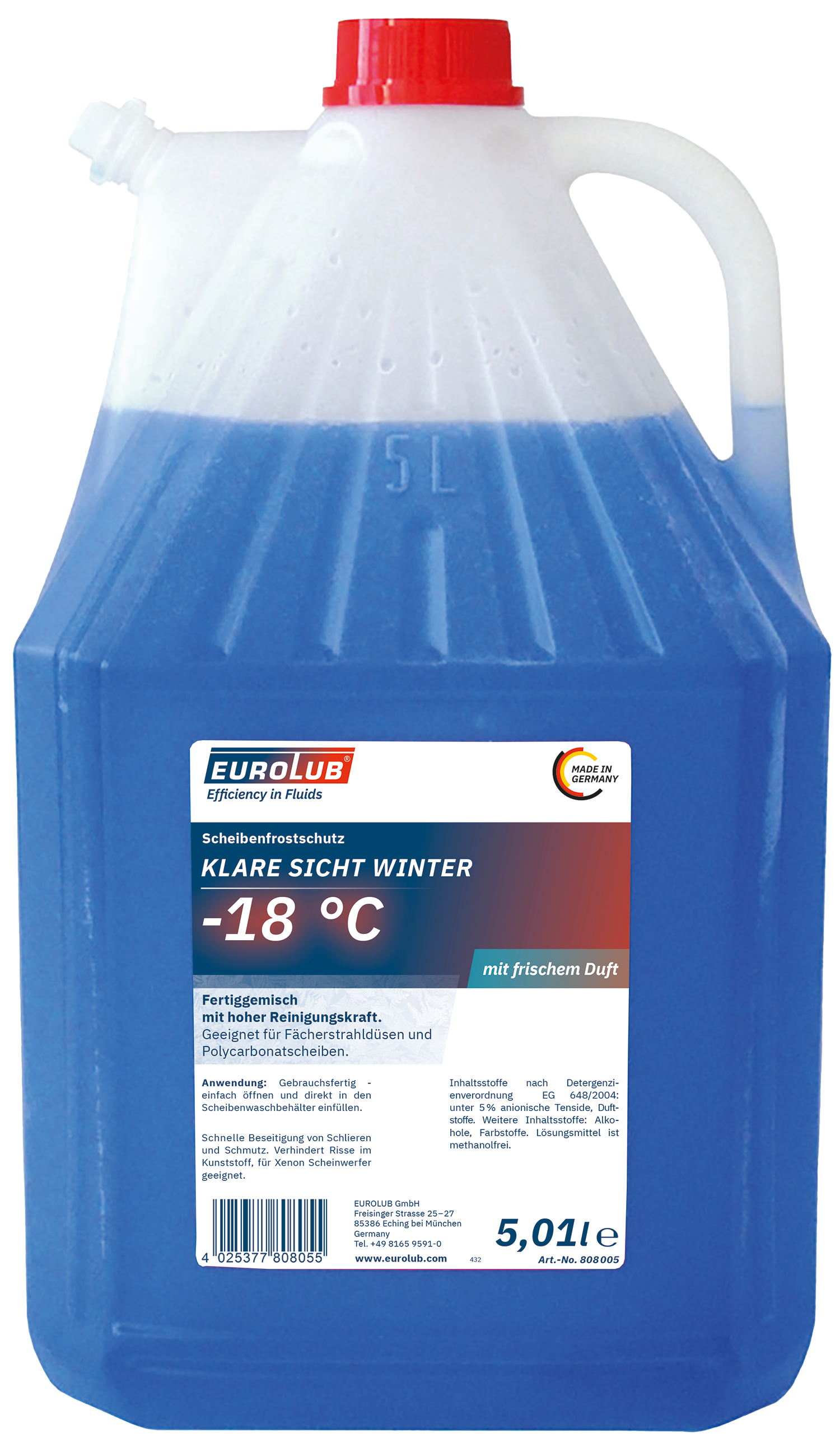EUROLUB Scheibenfrostschutz Klare Sicht Winter -18°C VBF frei 5 Liter Kanister