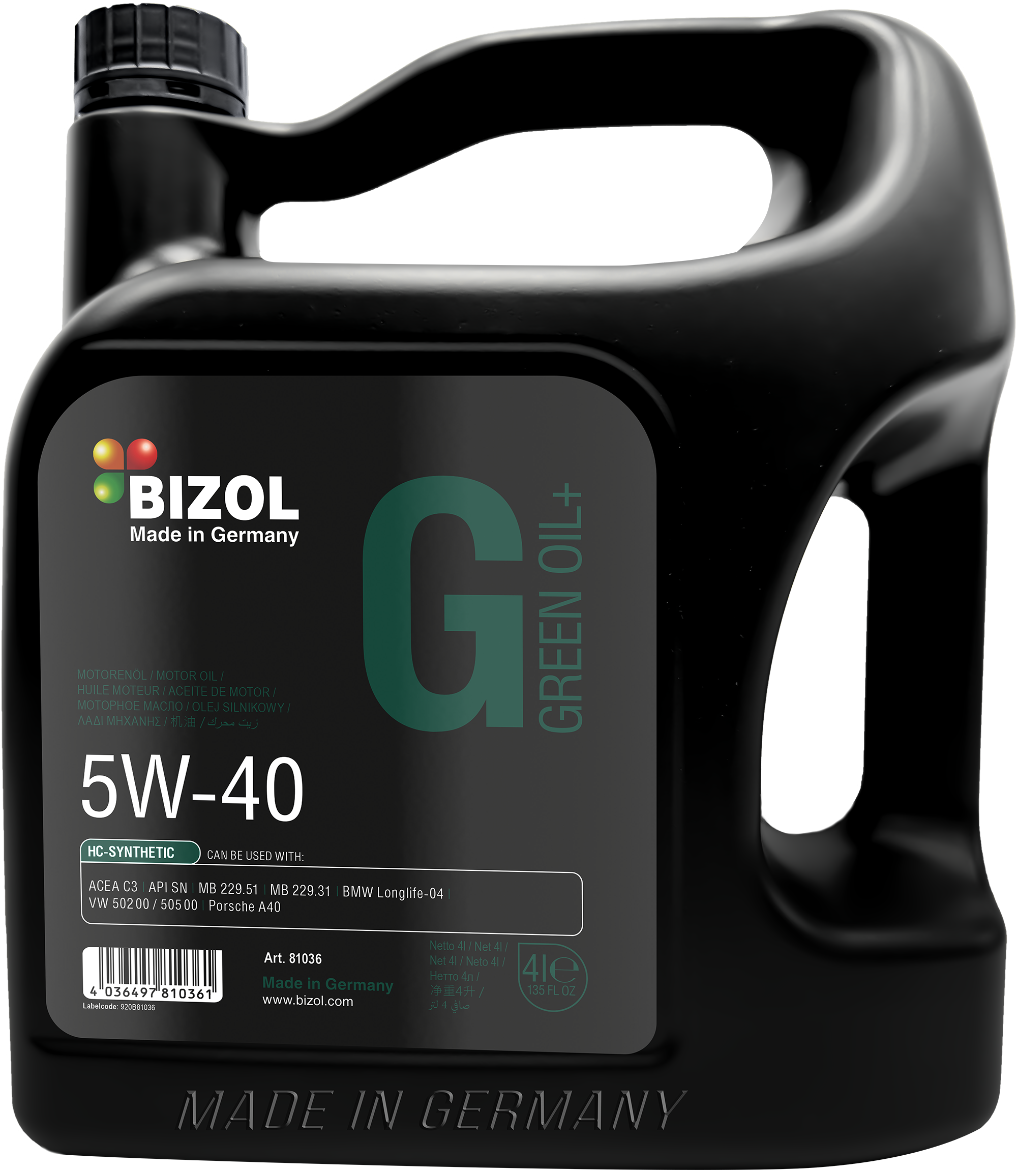 BIZOL Green Oil+ Motoröl 5W-40 - 4 Liter
