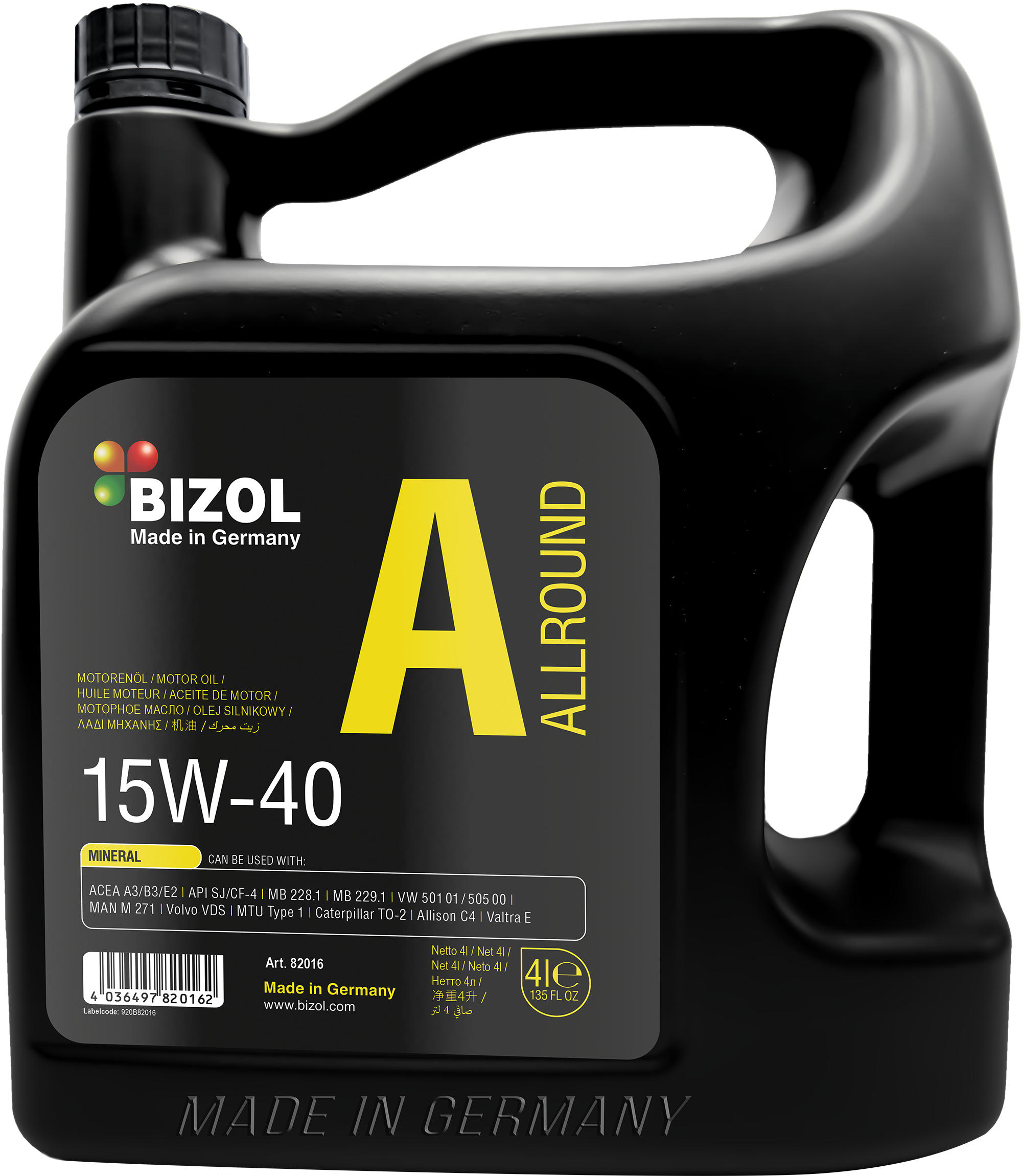 BIZOL Allround Motoröl 15W-40 - 4 Liter