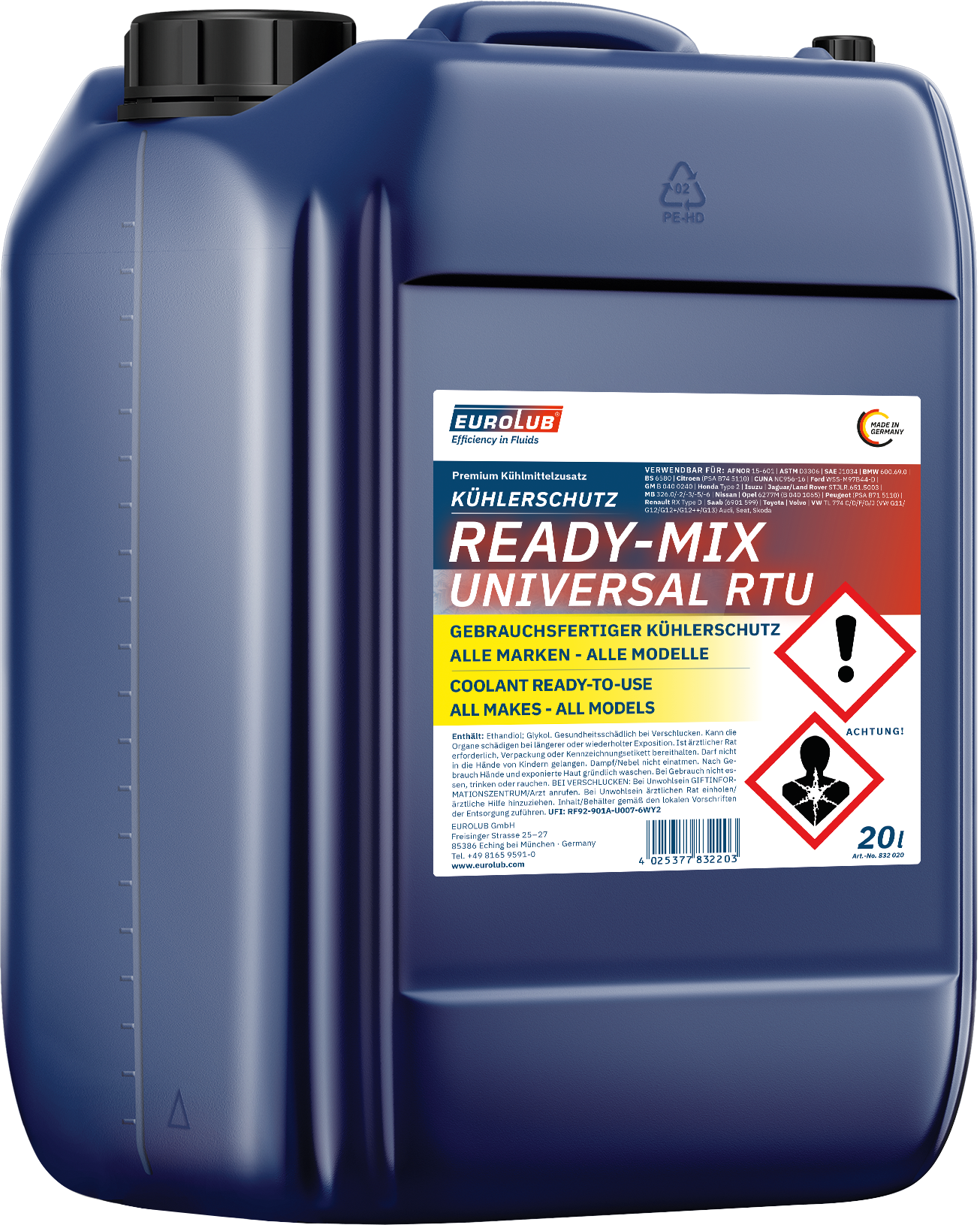 EUROLUB Kühlerschutz RTU Ready-Mix UNIVERSAL 20 Liter Kanister