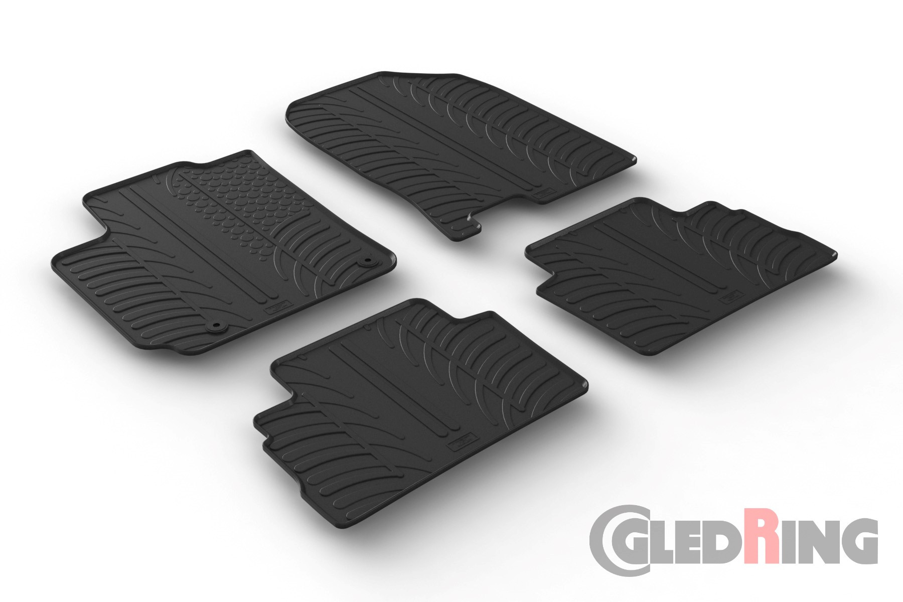Original Gledring Passform Fußmatten Gummimatten 4 Tlg.+Fixing - HYUNDAI Kona SUV 10.2017-> / FL 2020-12.2022