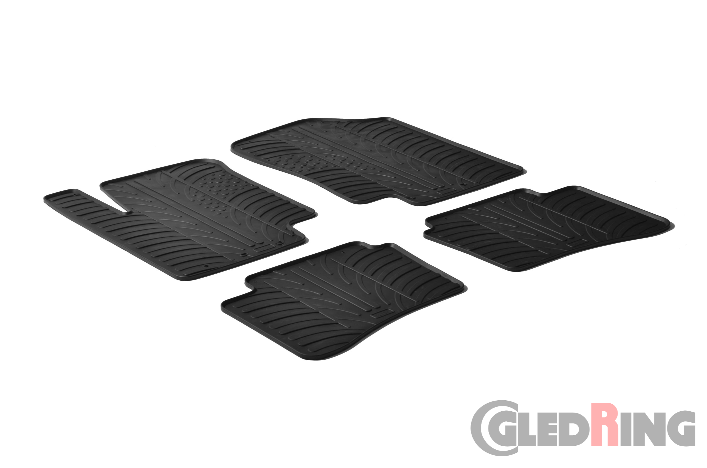 Original Gledring Passform Fußmatten Gummimatten 4 Tlg. Loch Fix. - HYUNDAI i20 2008->/ modif. 2012-2014