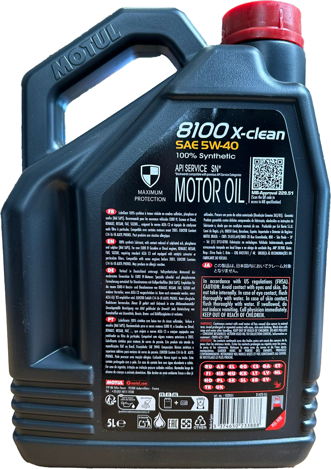 Motul 8100 X-CLEAN GEN2 5W-40 Motoröl 5l Kanister