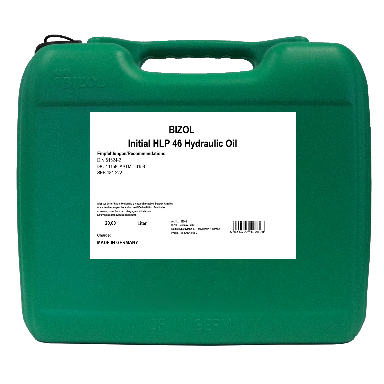 BIZOL Initial Hydrauliköl HLP 46 - 20 Liter