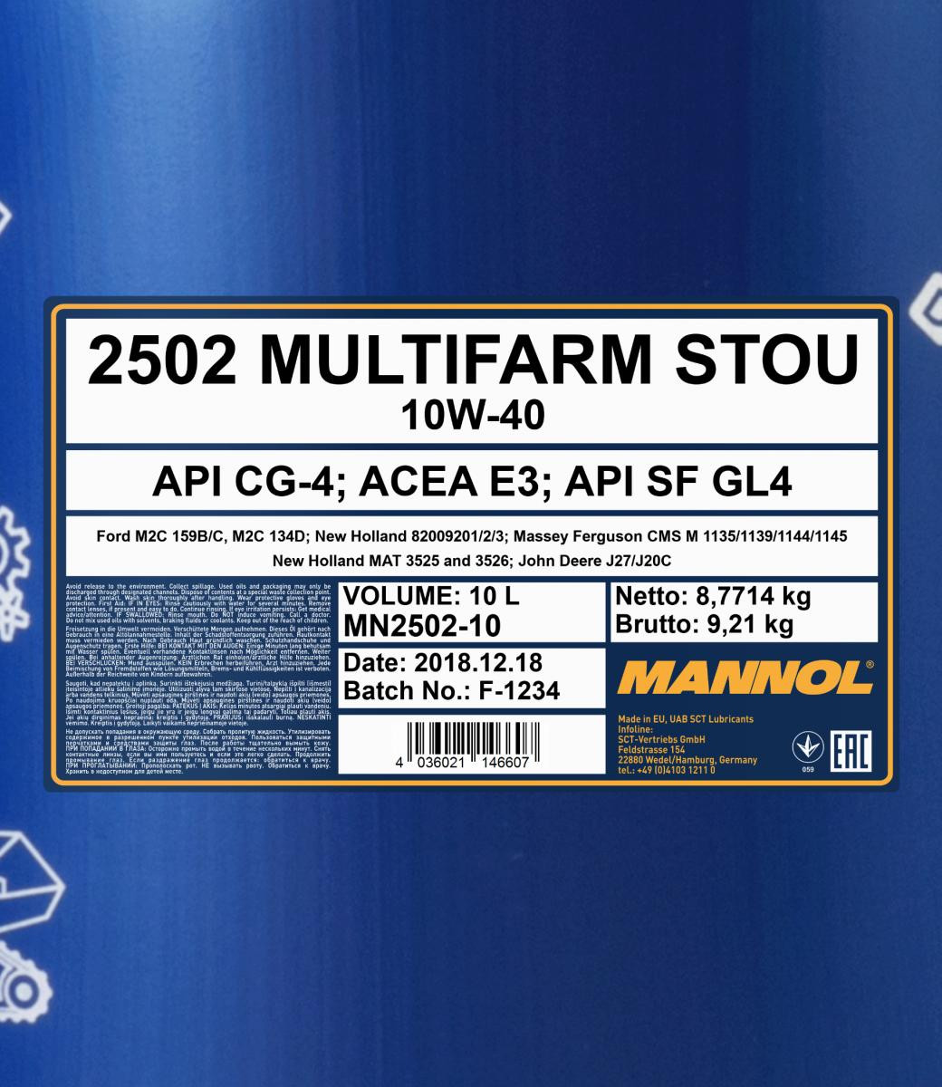 Mannol 2502 Multifarm STOU 10W-40 Mehrzwecköl 10l Kanister