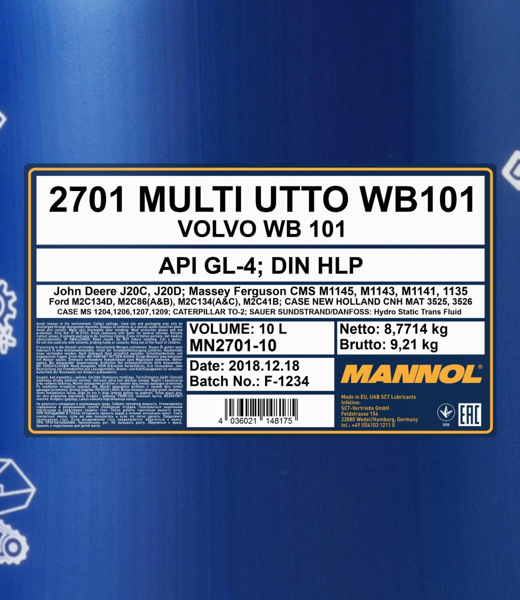 Mannol 2701 UTTO WB 101 Mehrzwecköl 10l Kanister