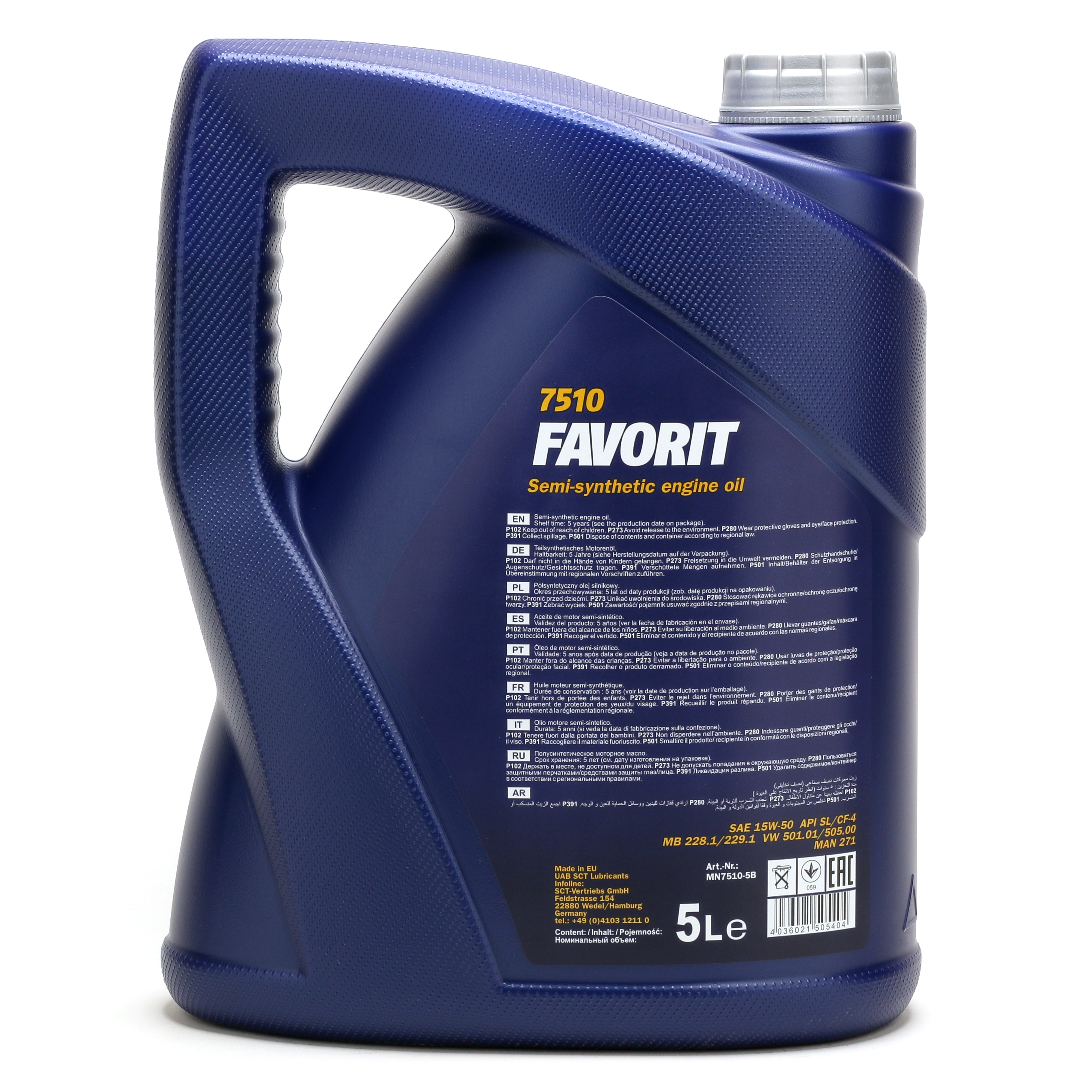 Mannol 7510 Favorit 15W-50 teilsynthetisches Motoröl 5l Kanister