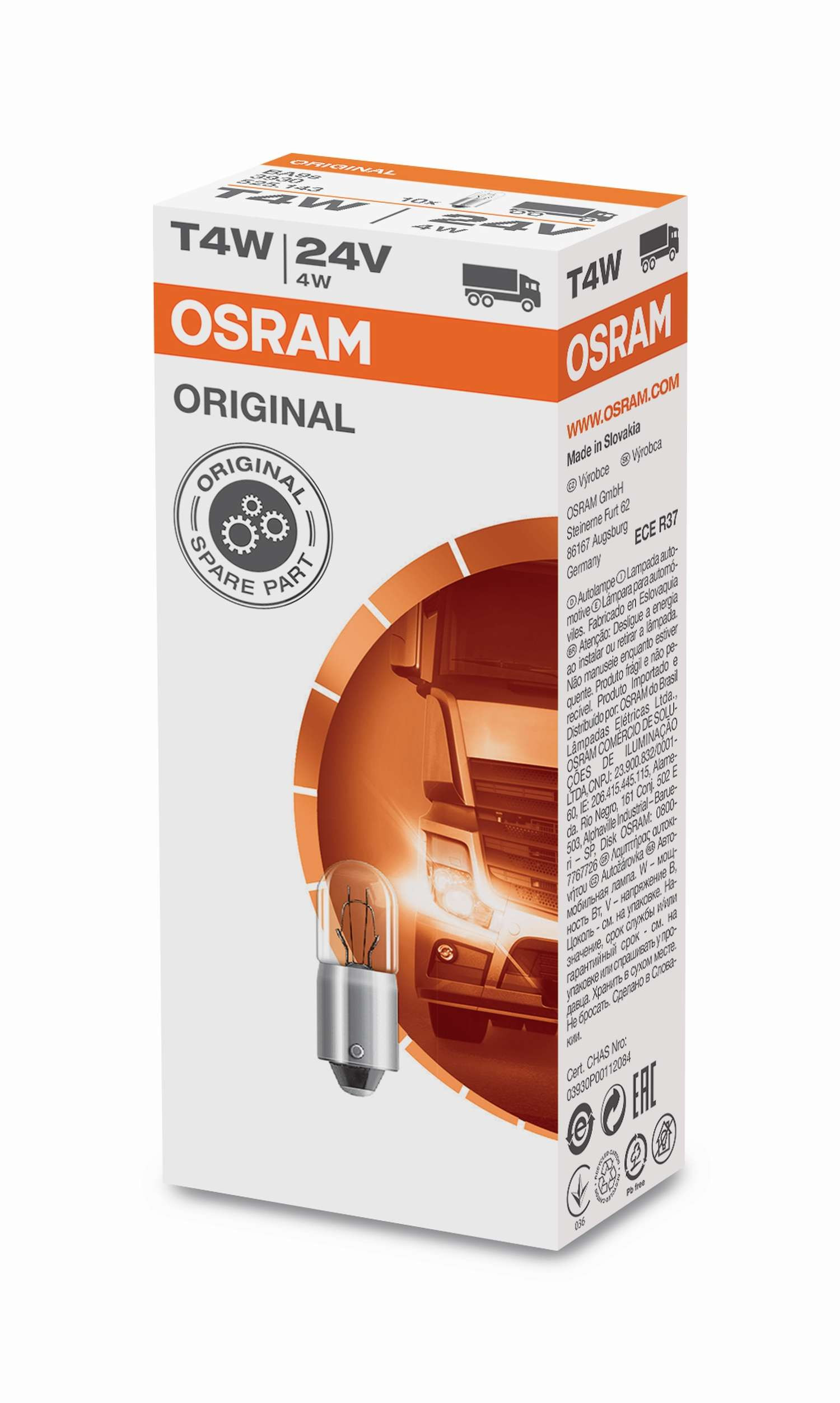 Osram Original Glühlampe T4W BA9s 24V 4W 1 Stück