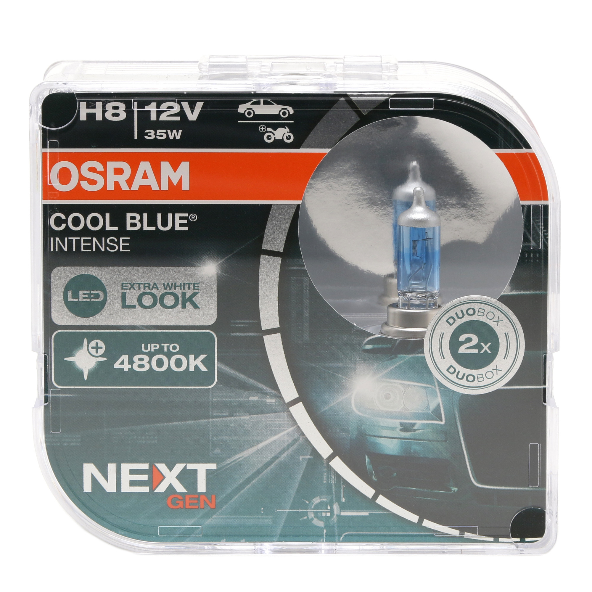 Osram Cool Blue Intense Next Gen Glühlampe H8 PGJ19-1 12V 35W >4800K Doppelpack