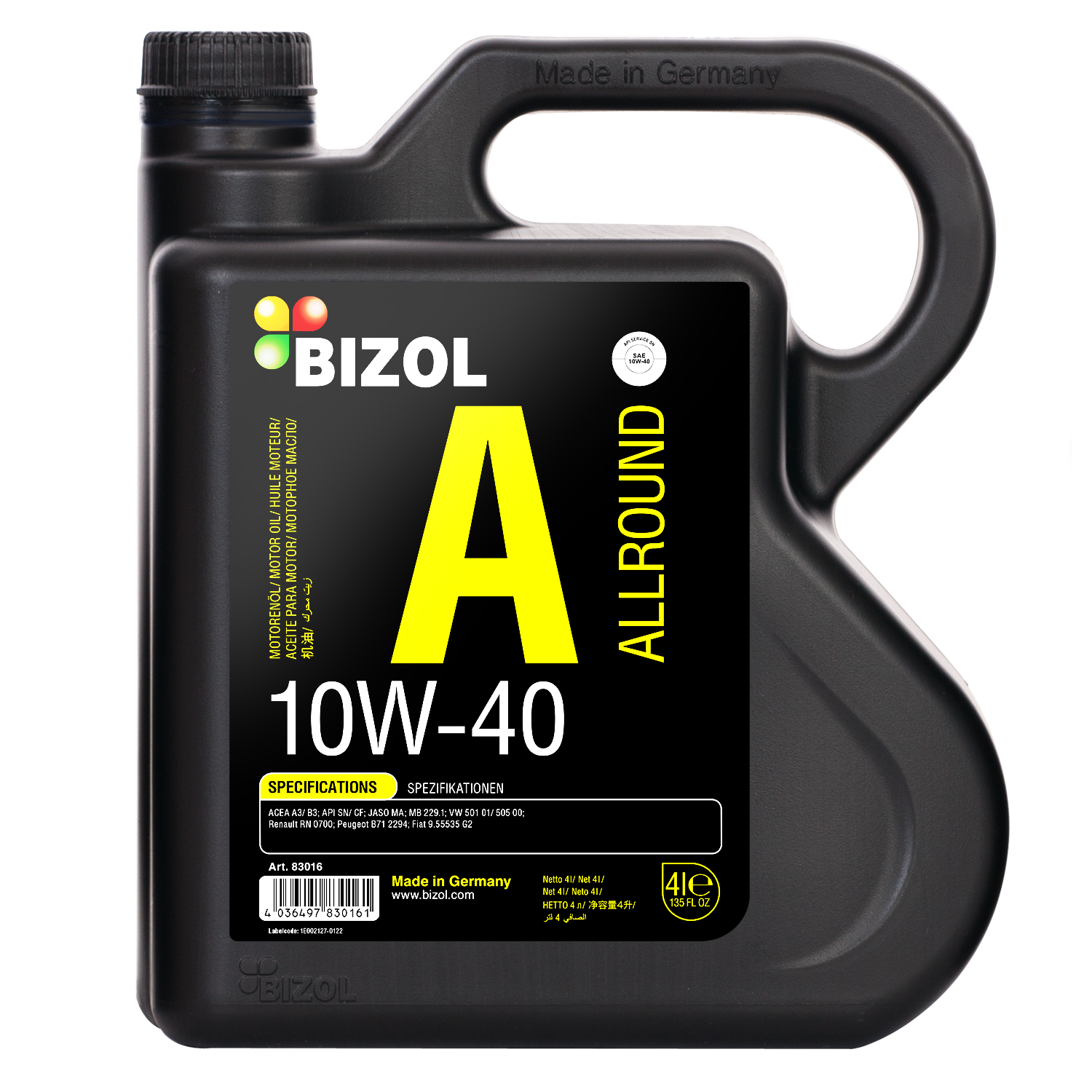 BIZOL Allround Motoröl 10W-40 - 5 Liter