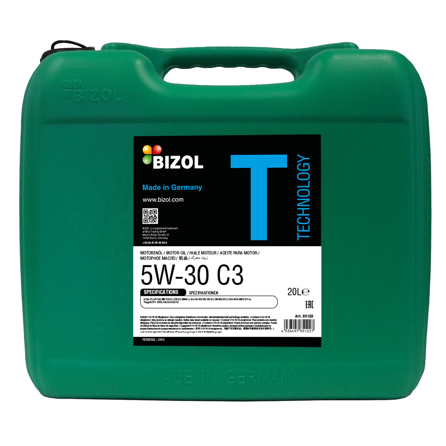 BIZOL Technology Motoröl 5W-30 C3 - 20 Liter
