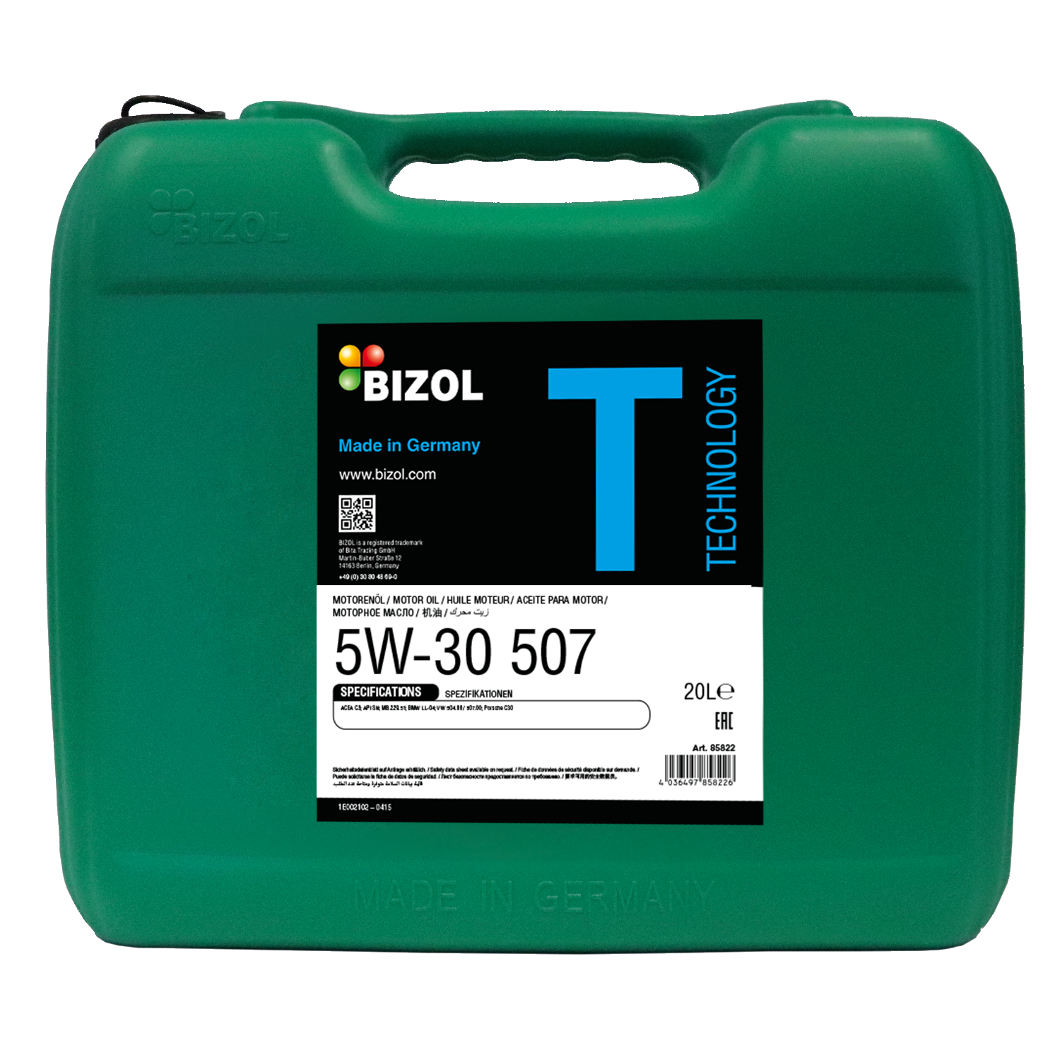 BIZOL Technology Motoröl 5W-30 507 - 20 Liter