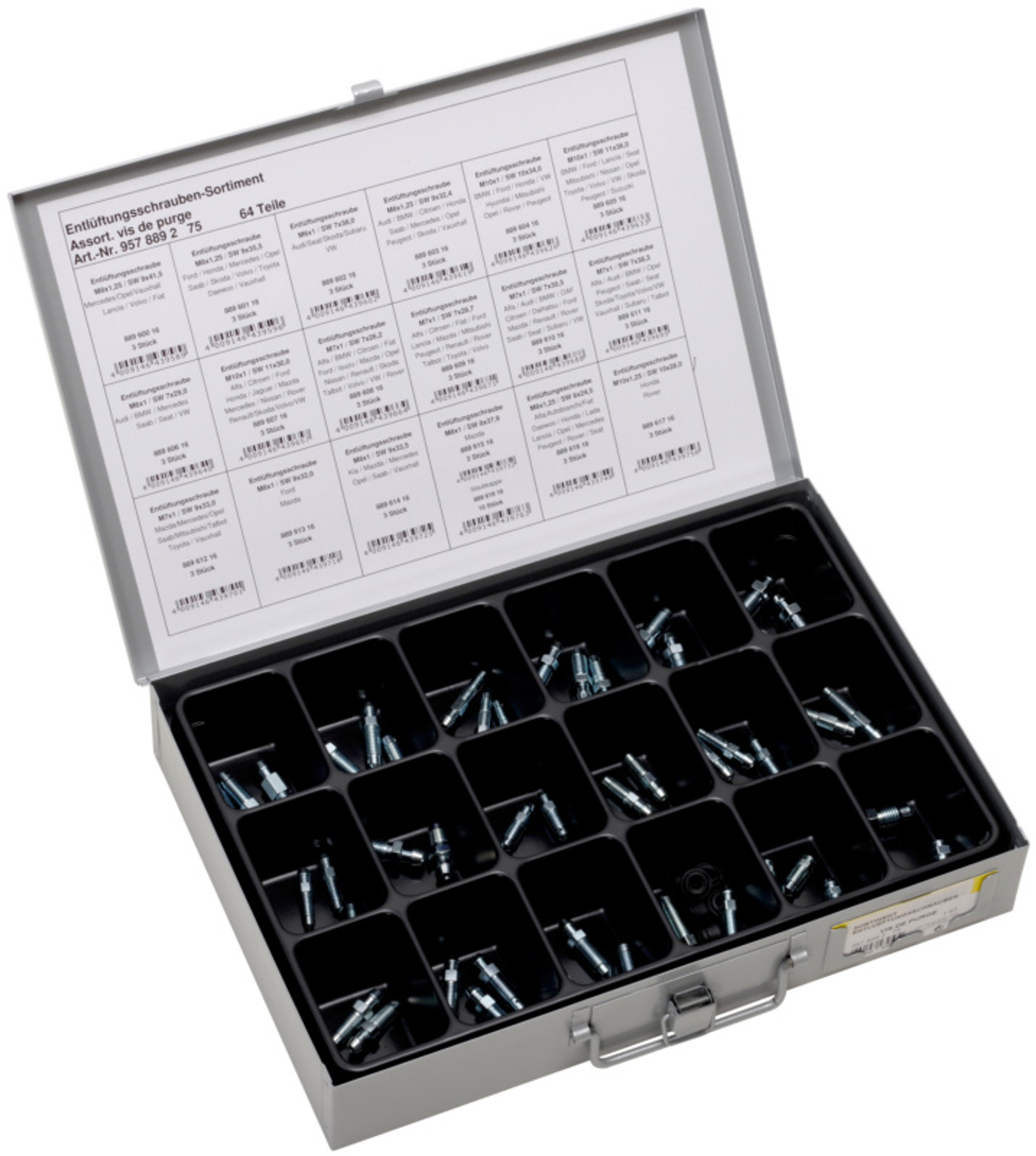 Entlüftungszubehör Sortiment 18-fach, 64 Teile