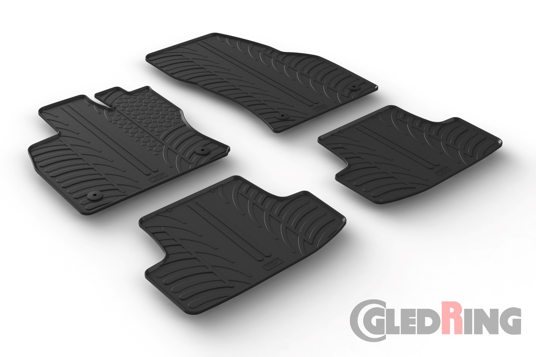 Original Gledring Passform Fußmatten Gummimatten 4 Tlg.+Fixing - VOLKSWAGEN T-Roc SUV 12.2017->