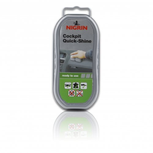 Nigrin 74186 Cockpit Quick-Shine 1 Stk. Cockpit-Glanz Silikonschwamm, schnelle und einfache Pflege, bringt frischen Glanz