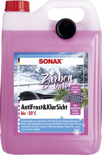 SONAX AntiFrost & KlarSicht Zirbe bis -20°C 5Liter schneller, schlierenfreier & effektiver Scheibenreiniger für den Winter | Art-Nr. 01315000