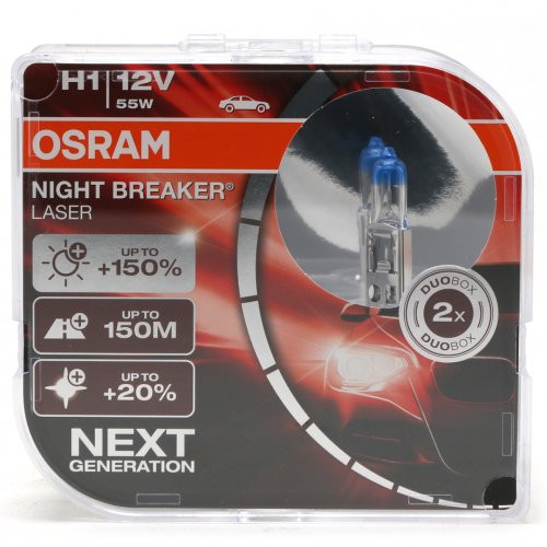 Osram Night Breaker® Laser Glühlampe H1 P14.5s 12V 55W 3400K Doppelpack