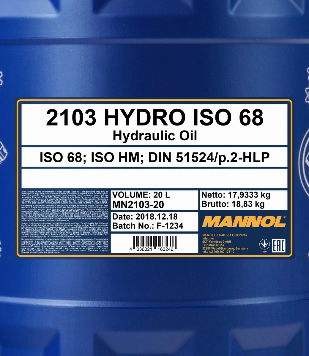 MANNOL Hydrauliköl Hydro HLP ISO 68 20l Kanister