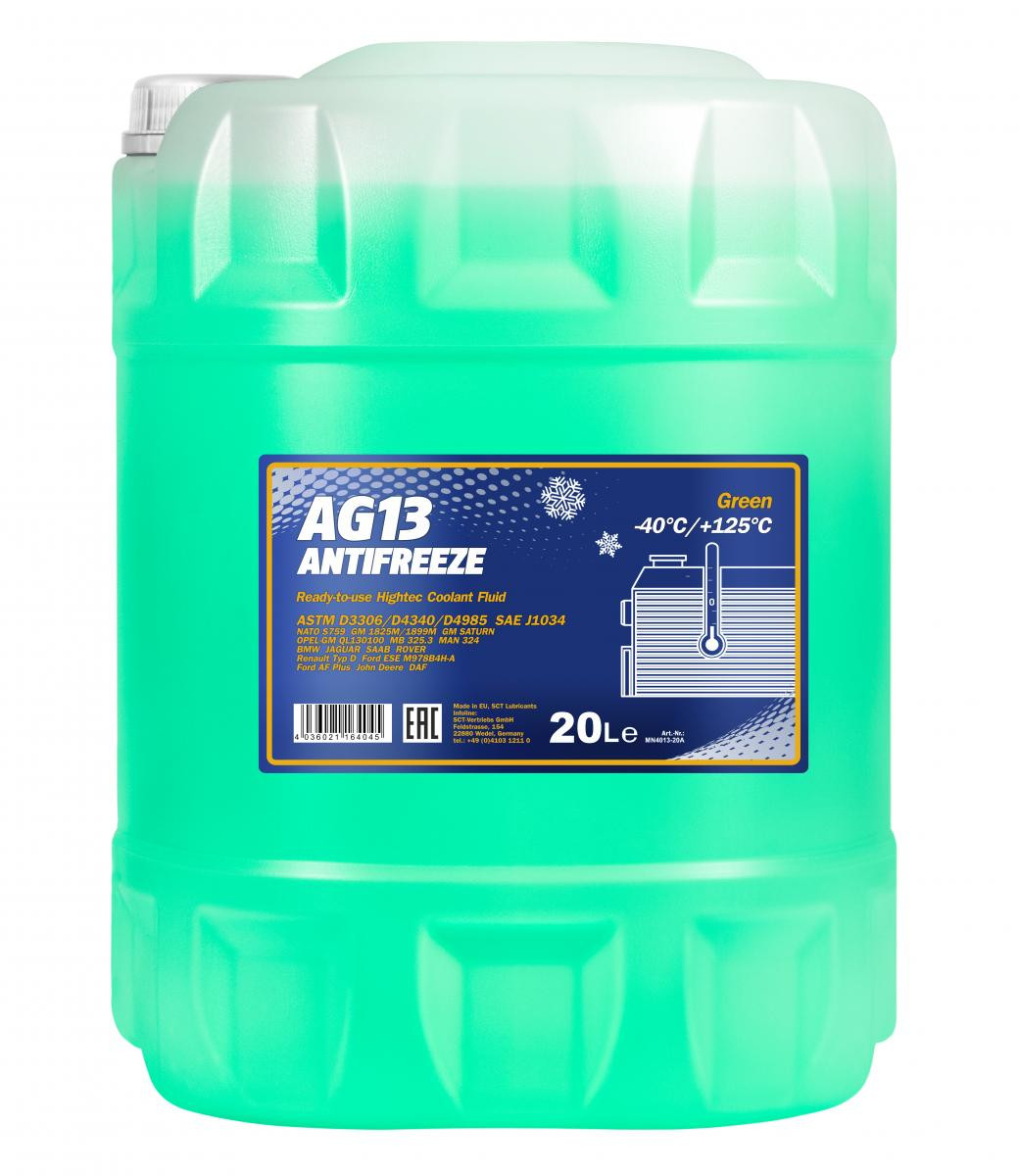 Mannol 4013 AG13 Kühlerfrostschutz Fertigmischung -40° 20l Kanister