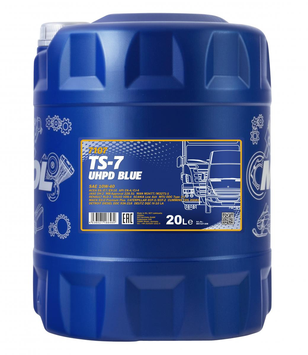 Mannol 7107 TS-7 BLUE UHPD Blue 10W-40 LKW Motoröl 20l Kanister
