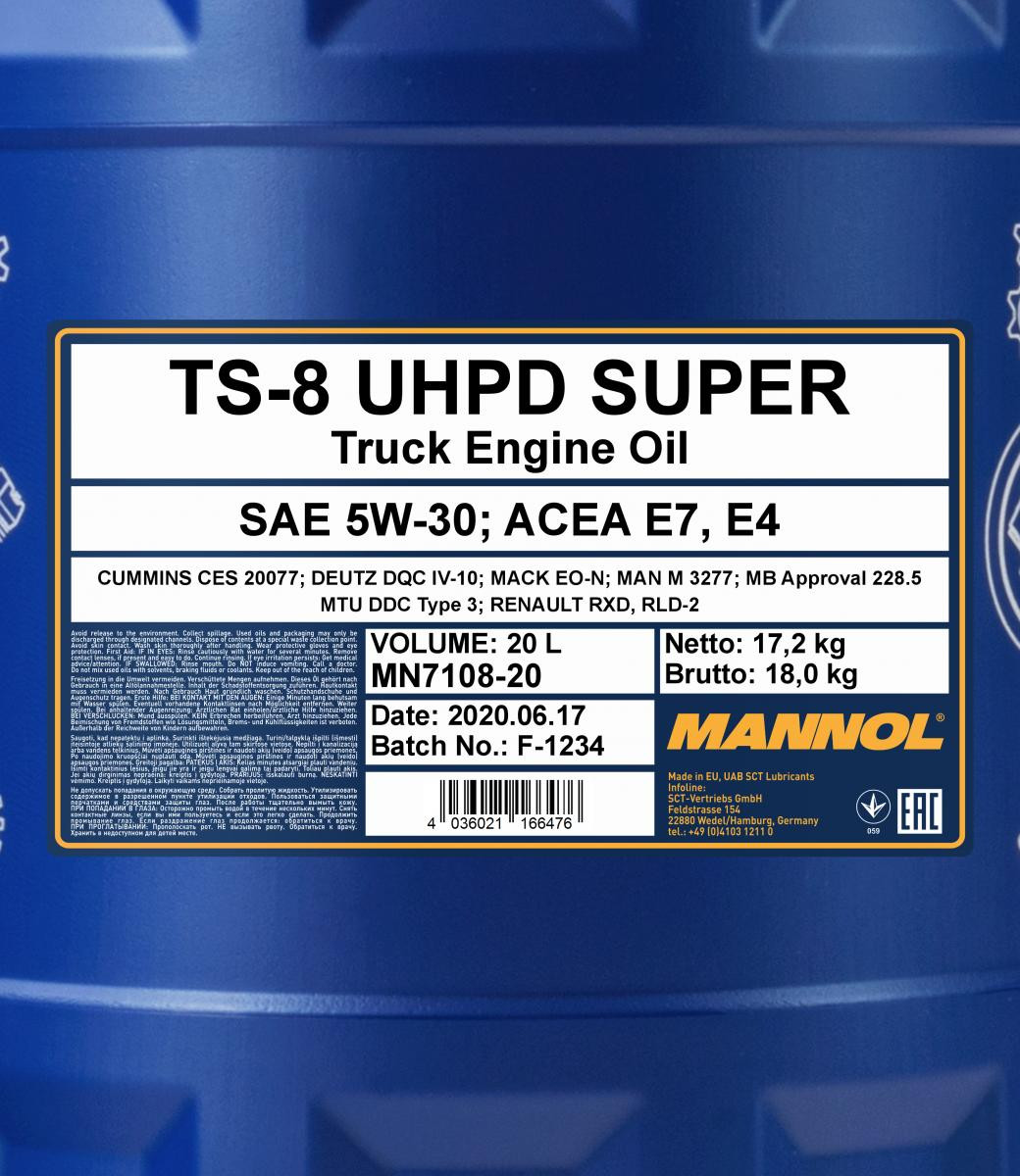 Mannol 7108 TS-8 SUPER UHPD Super 5W-30 LKW Motoröl 20l Kanister