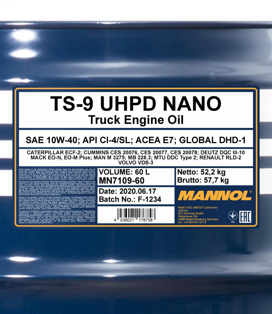 Mannol 7109 TS-9 UHPD Nano 10W-40 LKW Motoröl 60l Fass