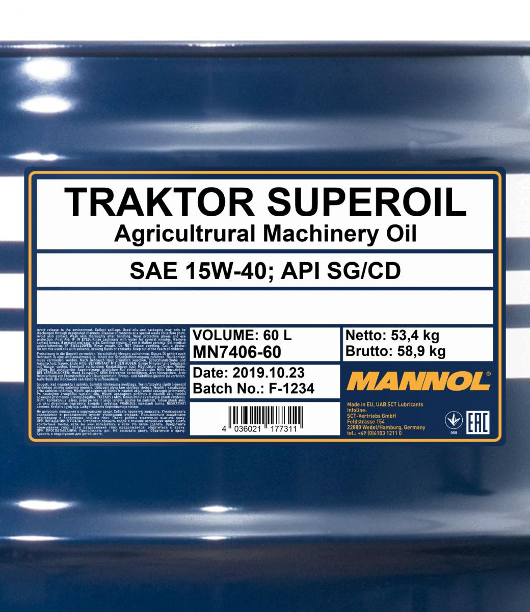 Mannol 7406 Traktor Superoil 15W-40 mineralisches Motoröl 60l Fass
