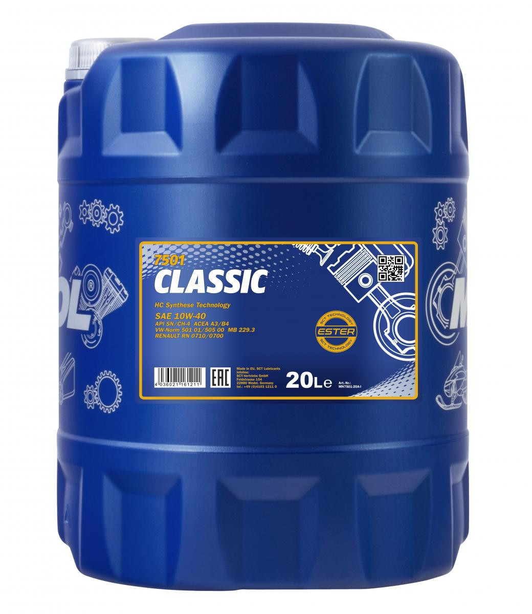 Mannol 7501 Classic 10W-40 synthetisches Motoröl 20l Kanister