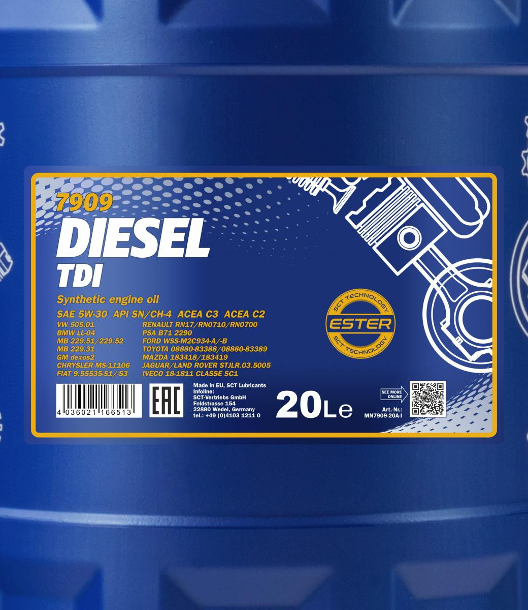 Mannol 7909 Diesel TDI 5W-30 synthetisches Motoröl 20l Kanister